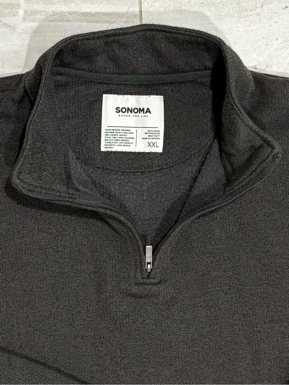 Sonoma Men's Quarter-Zip Pullover Sweater Fleece - Charcoal
